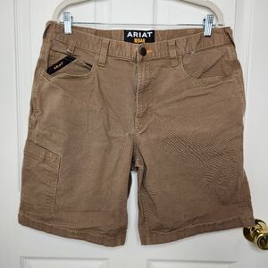 Mens Ariat Rebar Low Rise Tan 9" Shorts Size 35